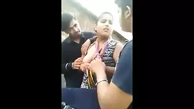 Outdoor threesome fun with sexy team mate