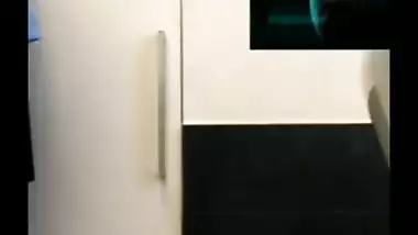 Indian temptress films XXX titties on her own and rubs nipples