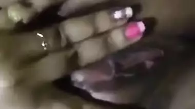 During sex video Desi sweetheart shows big boobs and rubs XXX twat