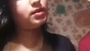 Horny Desi XXX wife playing with her sweet tits in live cam